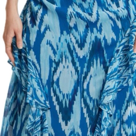 NWT Ramy Brook “Anika” ruffle chiffon maxi dress in blue hues. Size 4 - Picture 7 of 16